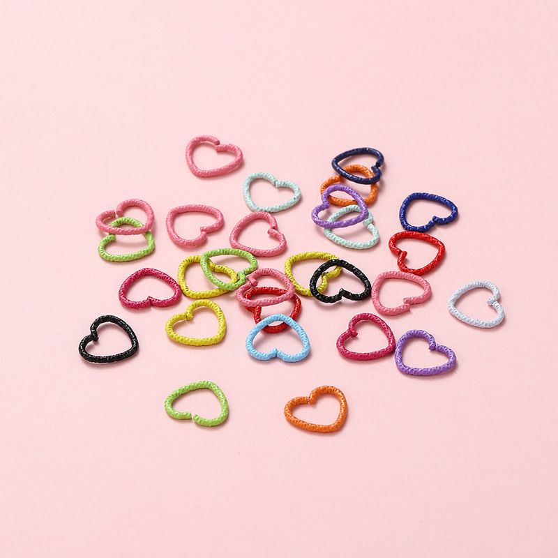 Color paint open ring diy handmade accessories love shape single ring flower ring jump ring key chain connection ring