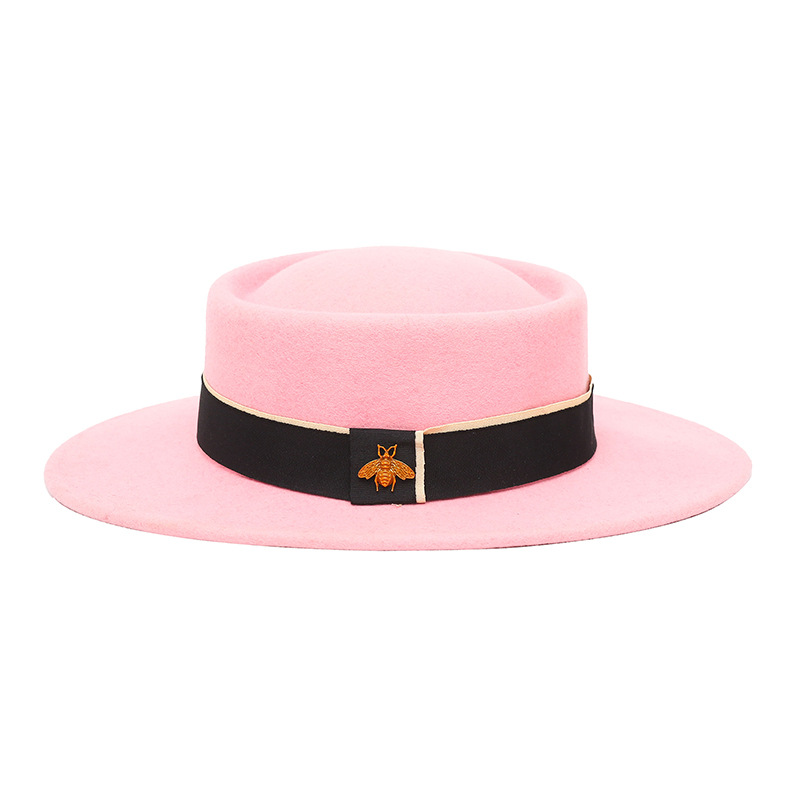 Sombrero de otoño e invierno lana pura cóncavo-cúpula convexa 8cm ala ancha sombrero de lana sombrero de fieltro de moda británica europea y americana al por mayor