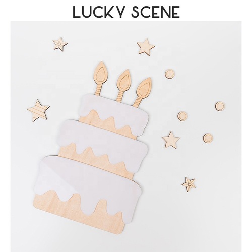 Birthday background wall sticker decoration, birthday celebration arrangement, wooden cake, baby birthday party, home decoration