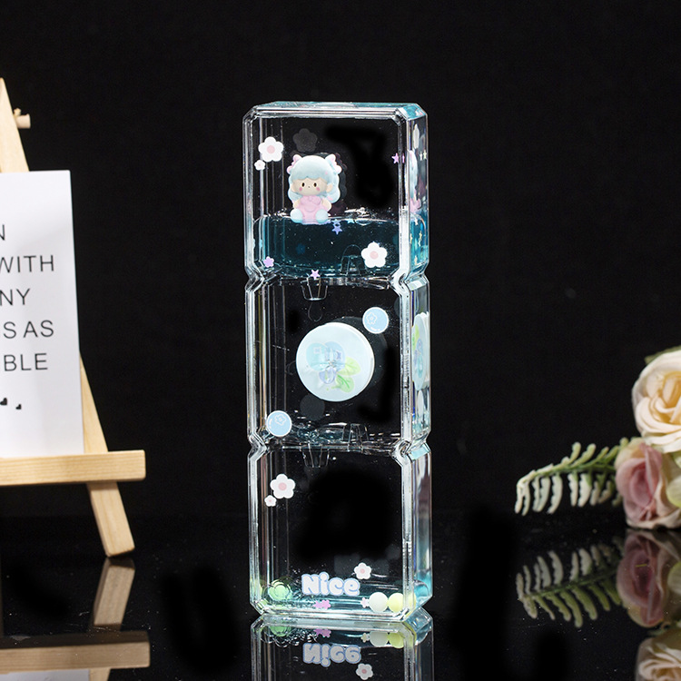 Acrílico transparente panda gota de aceite reloj de arena líquido botella de arena flotante regalo de cumpleaños para niños decoración de escritorio de oficina