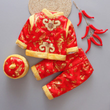 宝宝唐装套装冬季中国风新年装棉衣男女婴儿童1-2-3周岁百日礼服