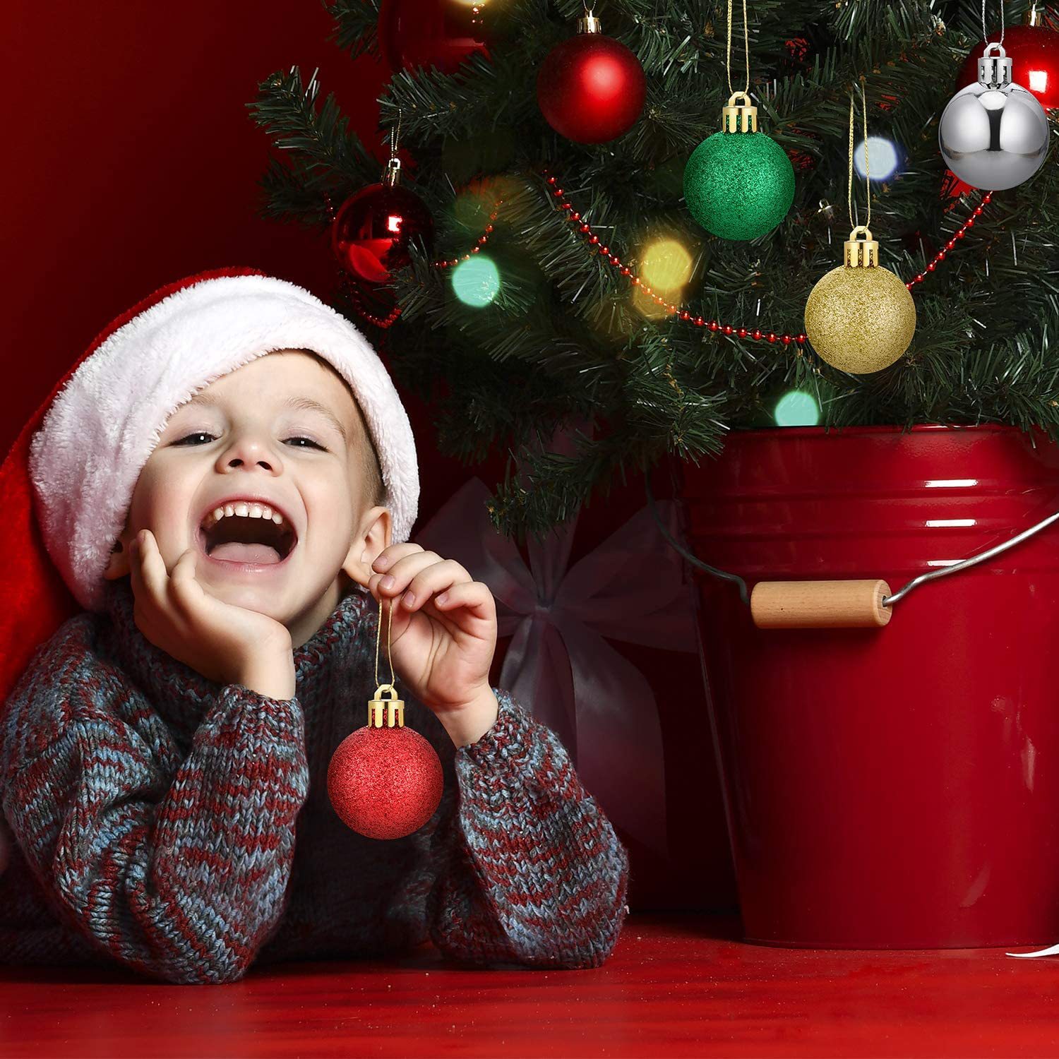 Amazon E-commerce ofrece bolas de plástico cm fiesta hotel árbol de Navidad atmósfera decoración de bolas de Navidad