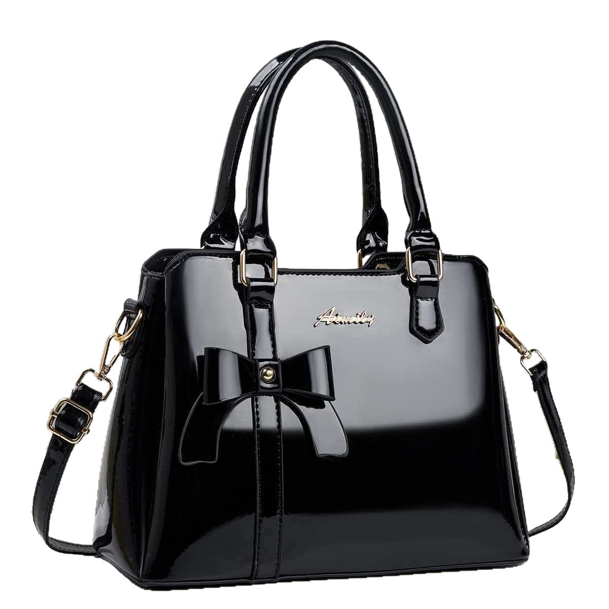 Bolso de mano de arco de piel brillante, bolso de hombro casual de moda, bolso de madre, temperamento, bolso de mochila transfronterizo