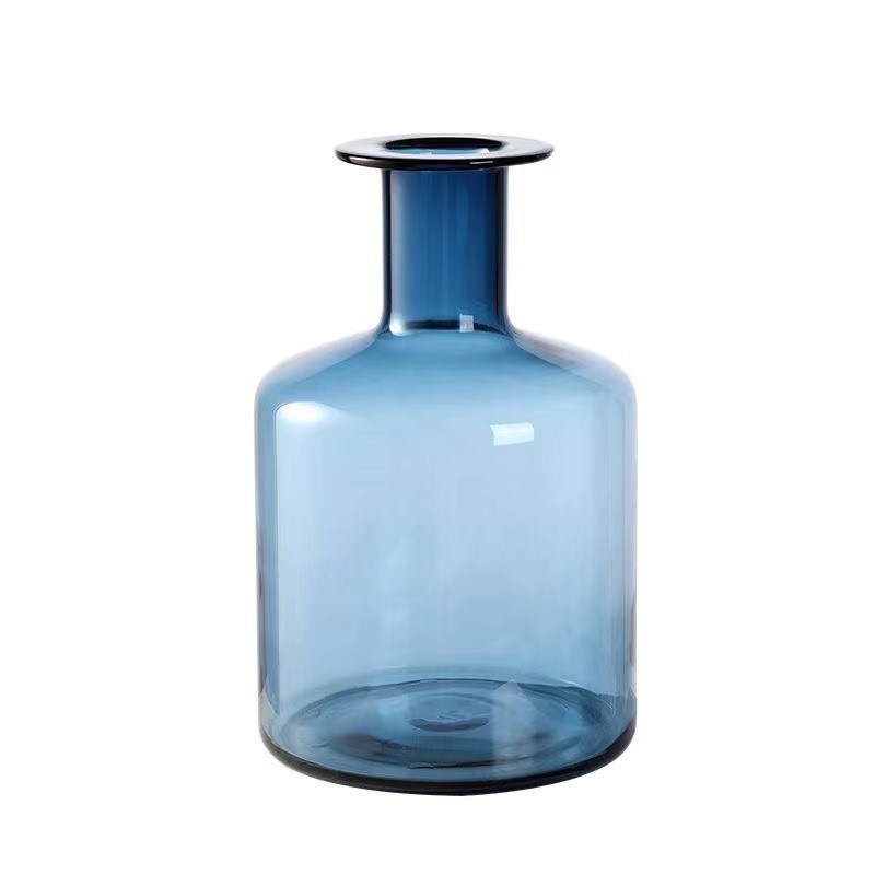 Nórdico gris smoky vasos translúcidos flap ins flores secas arreglos de flores adornos decoración de mesa