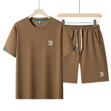 夏季新款男休闲运动套装韩版宽松青年帅气冰丝短袖宽松大码情侣装