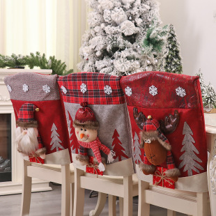 Mingguan Cross-Border New Product Imitation Leather Stereo Cartoon Doll Chair Cover Santa Claus Table and Chair Cover Kitchen Decoration Props