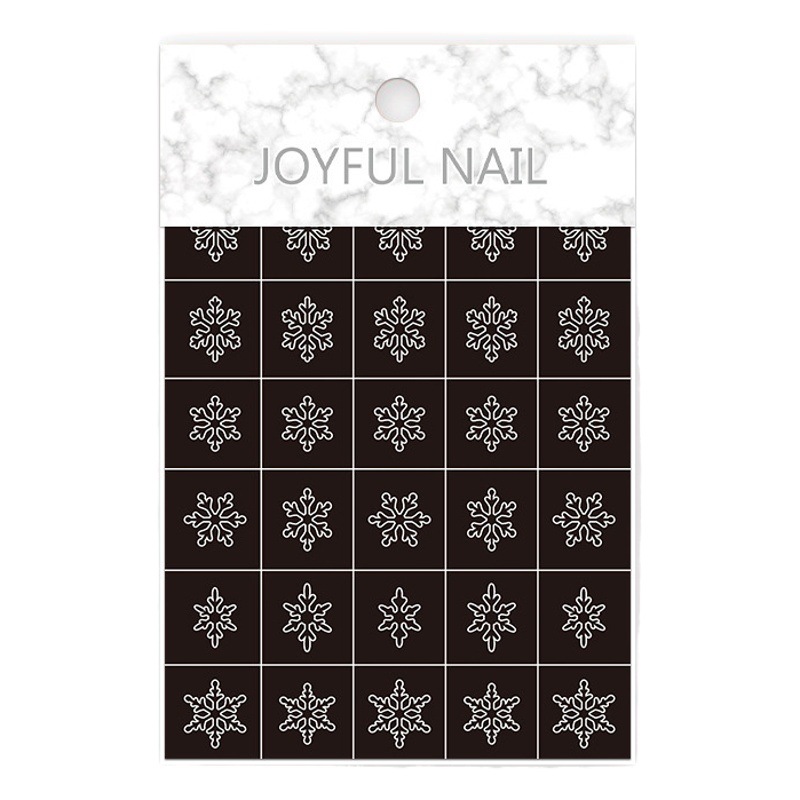 Snowflake nail painting template stickers wholesale Christmas hollow nail stickers white gradient blooming nail decals