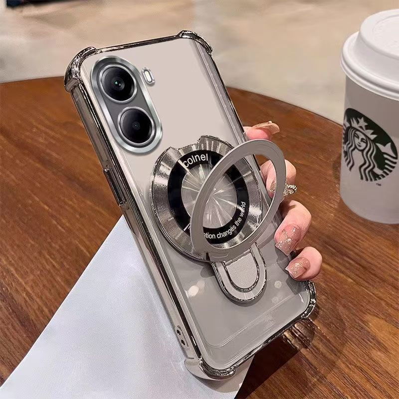 Suitable for Redmi Turbo5 mobile phone case, four-corner airbag electroplating with U-shield bracket, lens film, anti-fall, all-inclusive soft shell