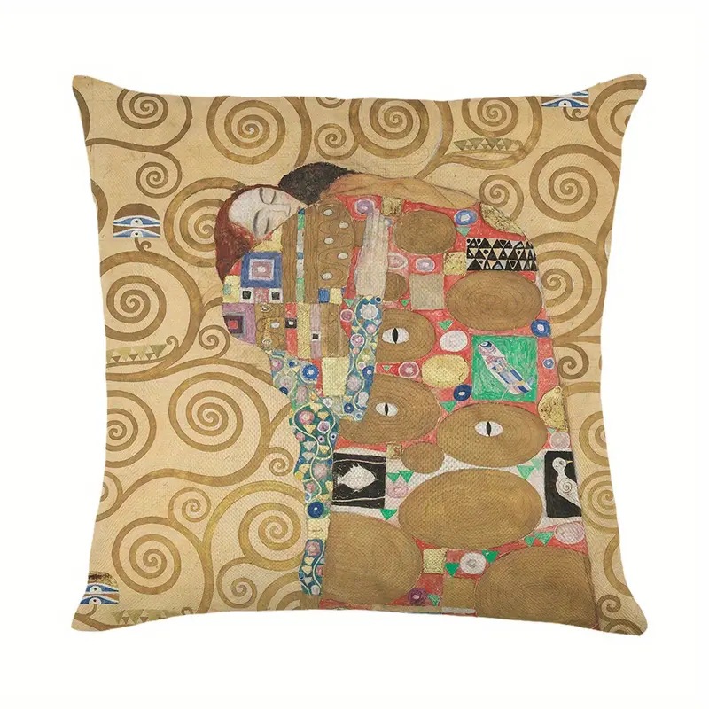 2024 explosión transfronteriza retrógrada impresión de pintura al óleo personajes abrazan funda de almohada impresión de lino amazon mesa de sala de estar bandera dormitorio
