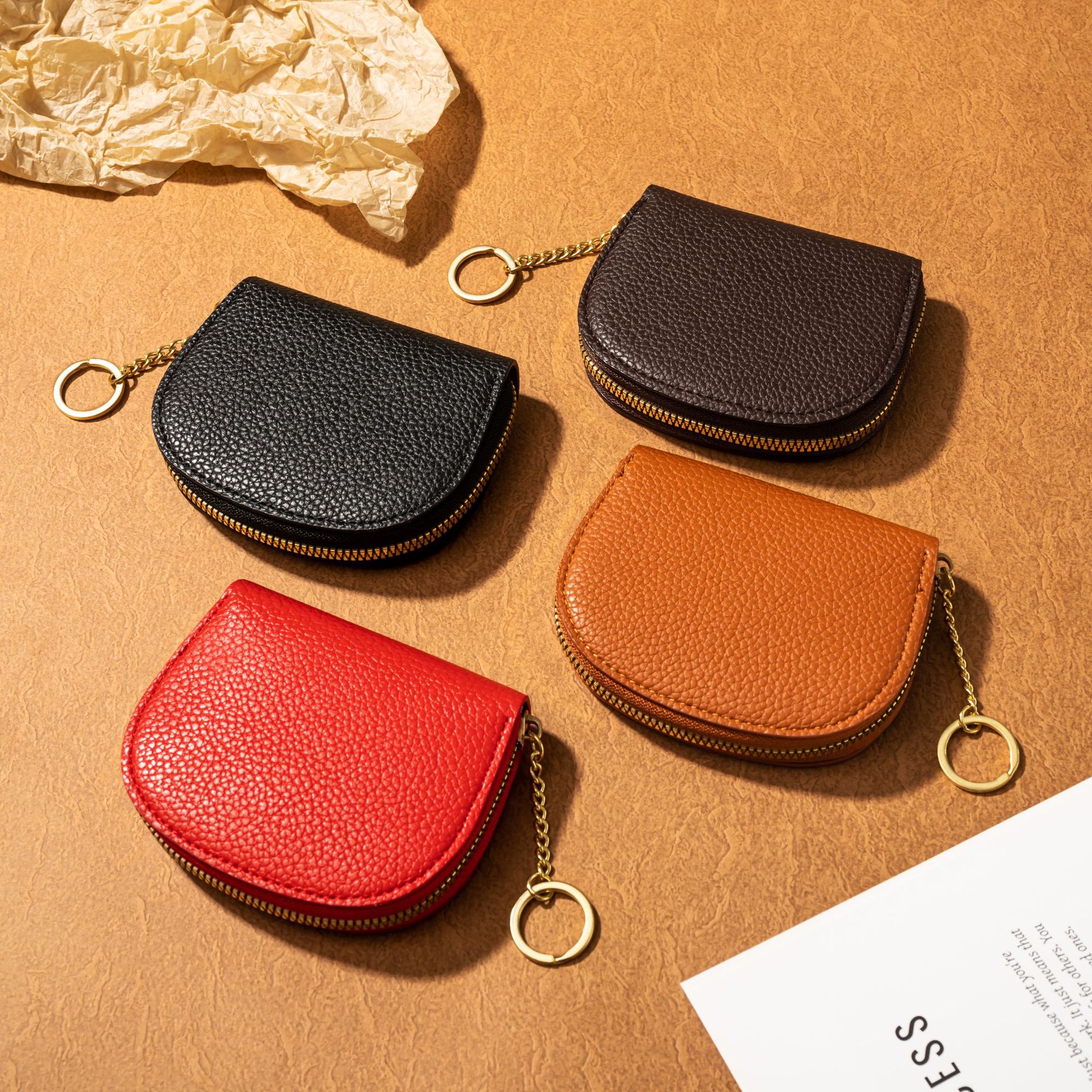 Moda transfronteriza pequeña concha fresca bolsa de tarjetas de órgano semicircular para mujeres tarjetas de gran capacidad bolsa de tarjetas de crédito