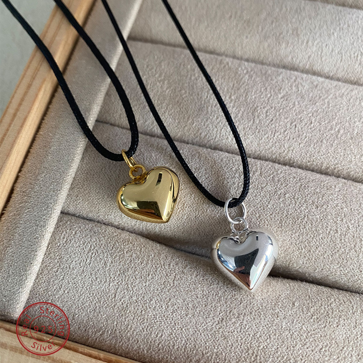 925 Sterling Silver, rope Material Heart Shape Pattern All Seasons Season 925 Sterling Silver Rope Woven Chain Plating Heart Shape Pendant Necklace