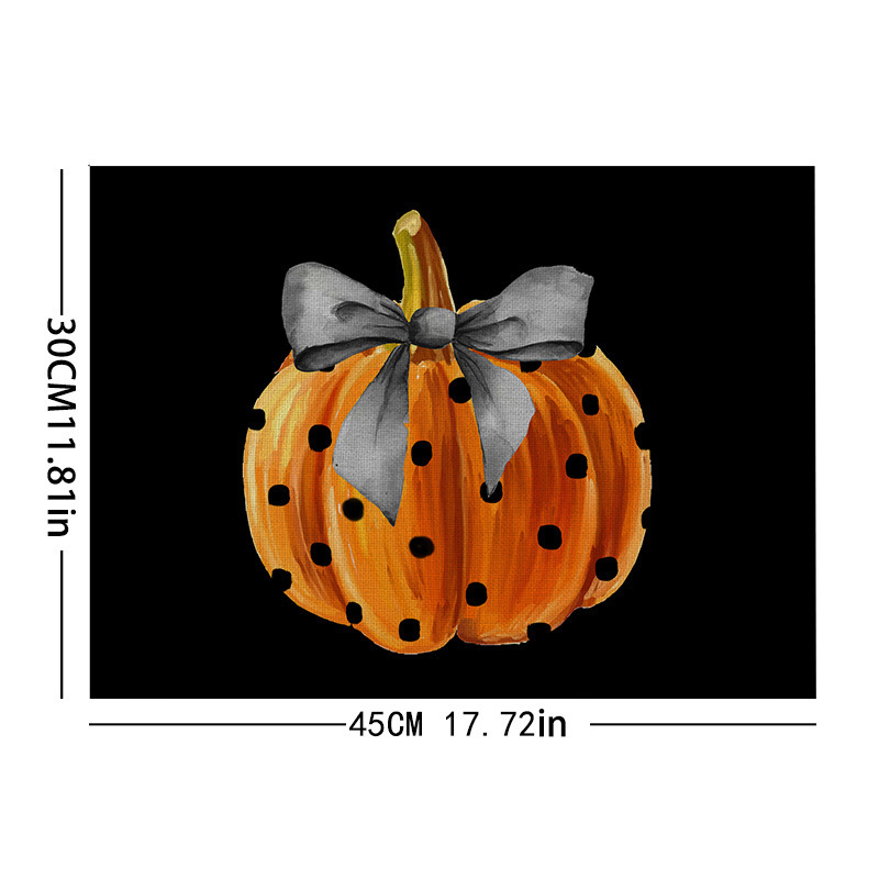 国境を越えた売れ筋ハロウィンプリントリネンプレースマット洋食レストランテーブルホーム断熱ナプキン滑り止めテーブルクロスマット|undefined