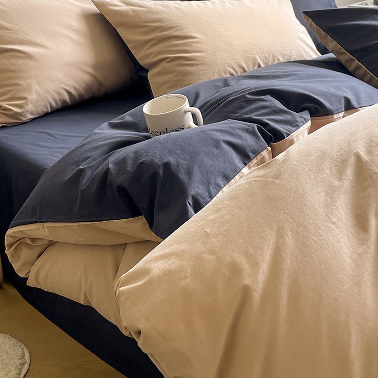 Juego de cuatro piezas de algodón 100 cama de dormitorio de algodón de tres piezas sábanas, edredón, funda de edredón, funda de edredón, cama individual para niños 4