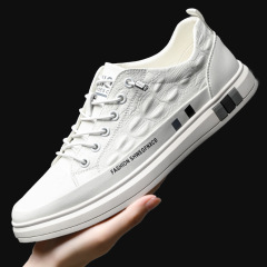 Men's Autumn Korean Business Casual White Shoes with Crocodile Pattern, Low-Top Soft Sole and Soft Insole Shoes, One Piece Drop Shipping