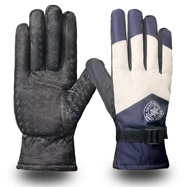 Men's Ski Gloves Winter fleece-lined Warm Thickened Cold-proof Waterproof Outdoor Riding Motorcycle Touch Screen Cotton Gloves for Men