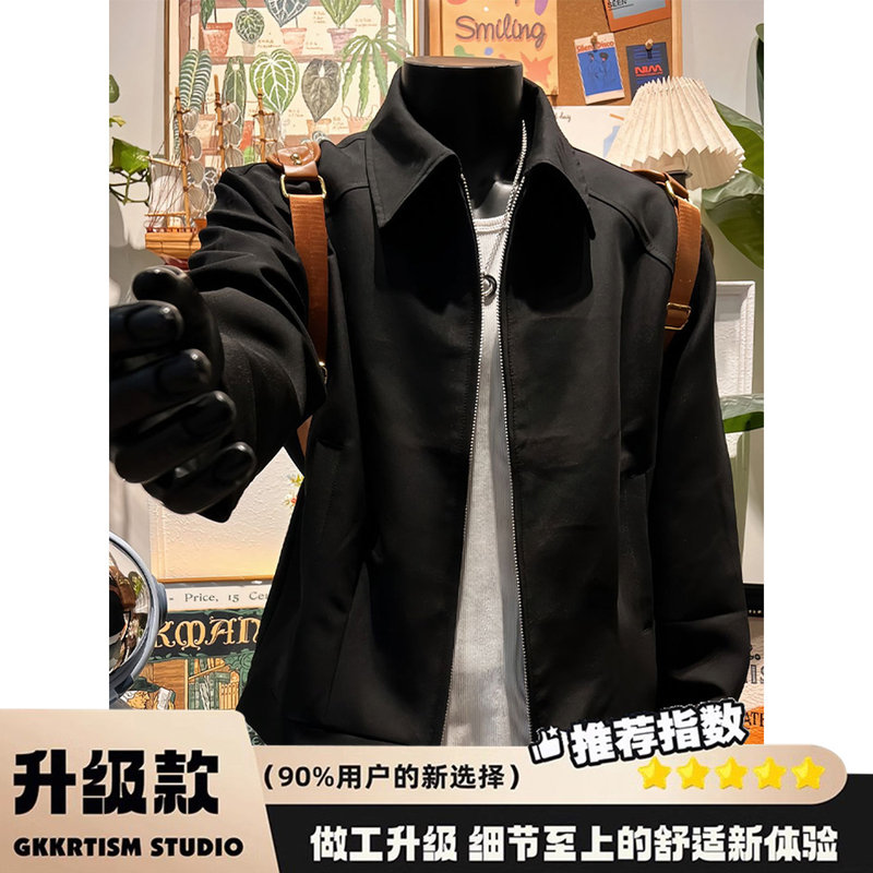 Cleanfit Black Shoulder-Padded Executive Jacket for Men, Spring and Autumn Simple Style Civil Servant Coat with a High-End Feel Cleanfit Black Shoulder-Padded Executive Jacket for Men, Spring and Autumn Simple Style Civil Servant Coat with a High-End Feel