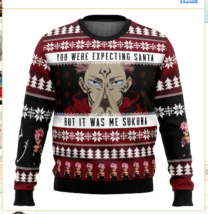 Linda asta asta Santa Claus estampado 3D hombre casual todo fósforo hombro recto manga larga suéter suelto cuello redondo suéter