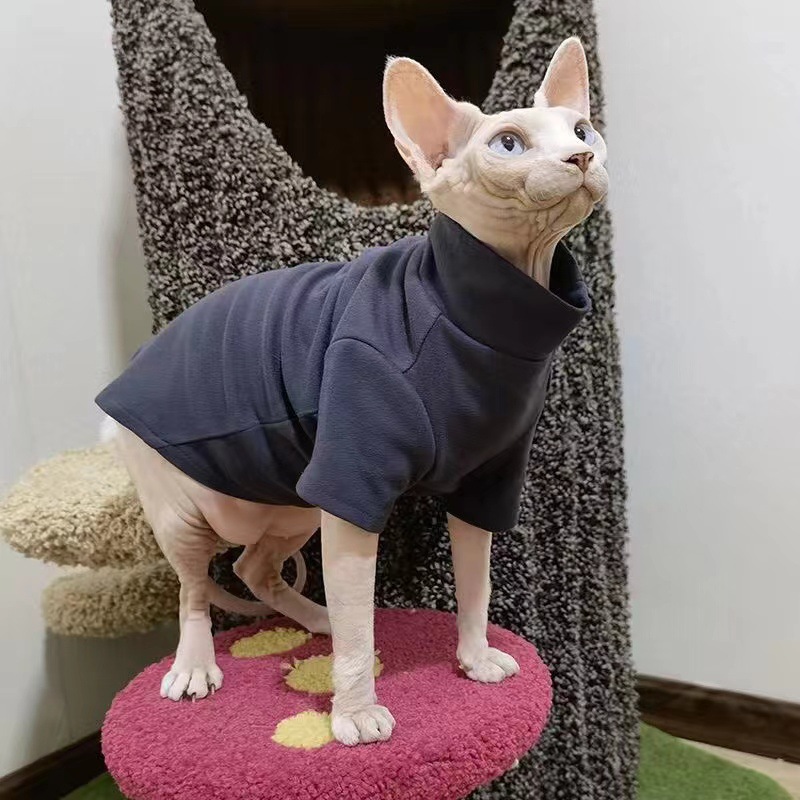 Hairless Cat Clothes Sphinx Autumn And Winter Thermal Base Sweater German Conis Curly Autumn Winter Clothing display picture 7