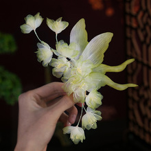 古风汉服新唐风仙女发饰套装绢花薄纱烫花发夹百搭花朵边夹配饰