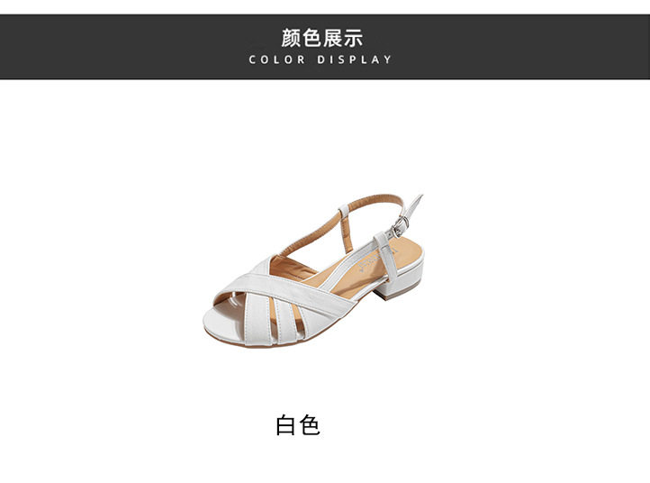 Giày sandal nữ kiểu La Mã quai ngang bít mũi, gót thô 3 cm — Màu trắng ngà chi tiết 5