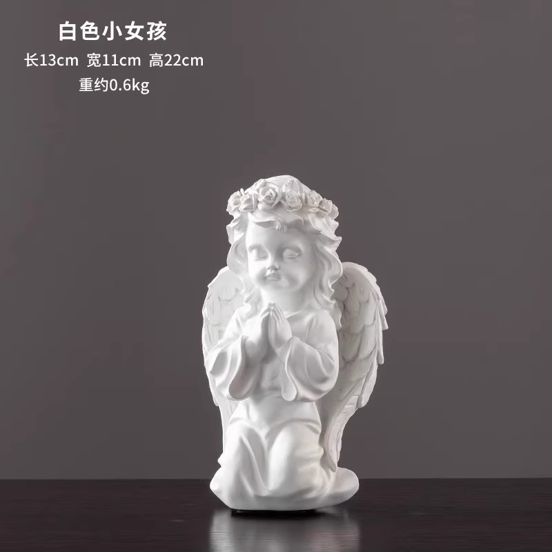 Europa retro niña ángel figura decoración artística artesanía escultura de yeso modelo decoración