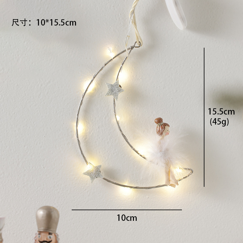 Decoración transfronteriza de Navidad decoración pentagramas luna luminosa lámpara de resina de hierro forjado colgante de pared de Navidad