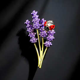 高档珐琅薰衣草瓢虫胸针女胸花别针滴油麦穗奢华气质西装外套配饰