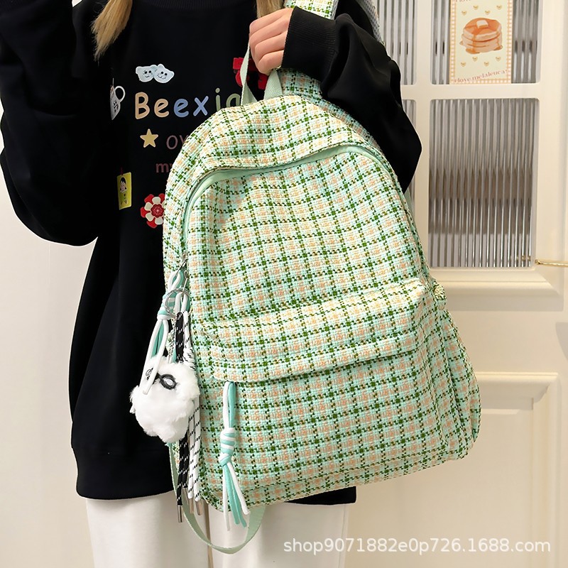 Pequeña bolsa de hombro a cuadros fresca, la versión coreana de las chicas ins, 100 mochilas escolares, estudiantes de ocio en el campus, mochilas de alto valor facial