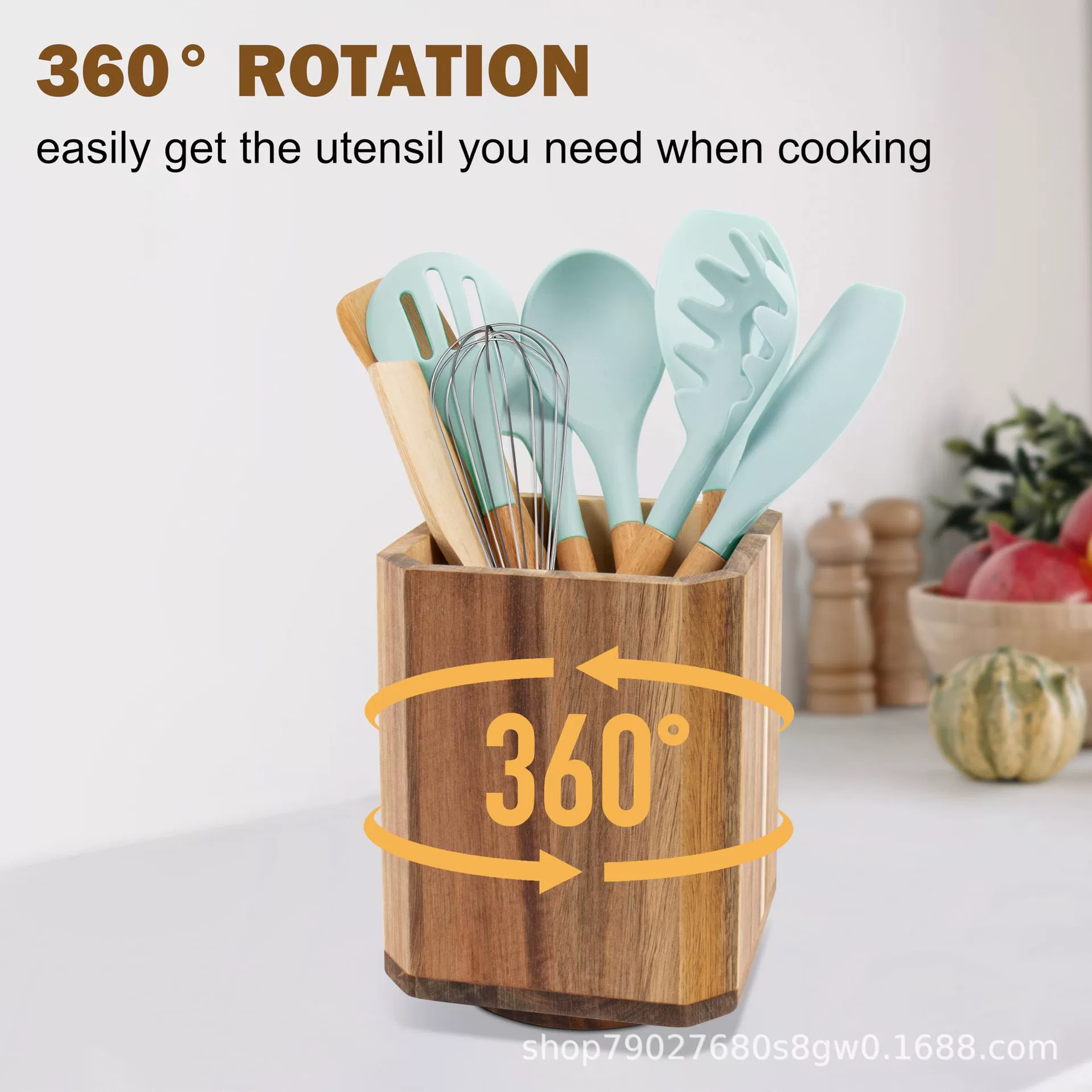 Коробка для хранения деревянной посуды, разделенный нож, вилка, ложка, патрон для хранения, вращающаяся кухонная утварь, коробка для посуды, клетка для палочек