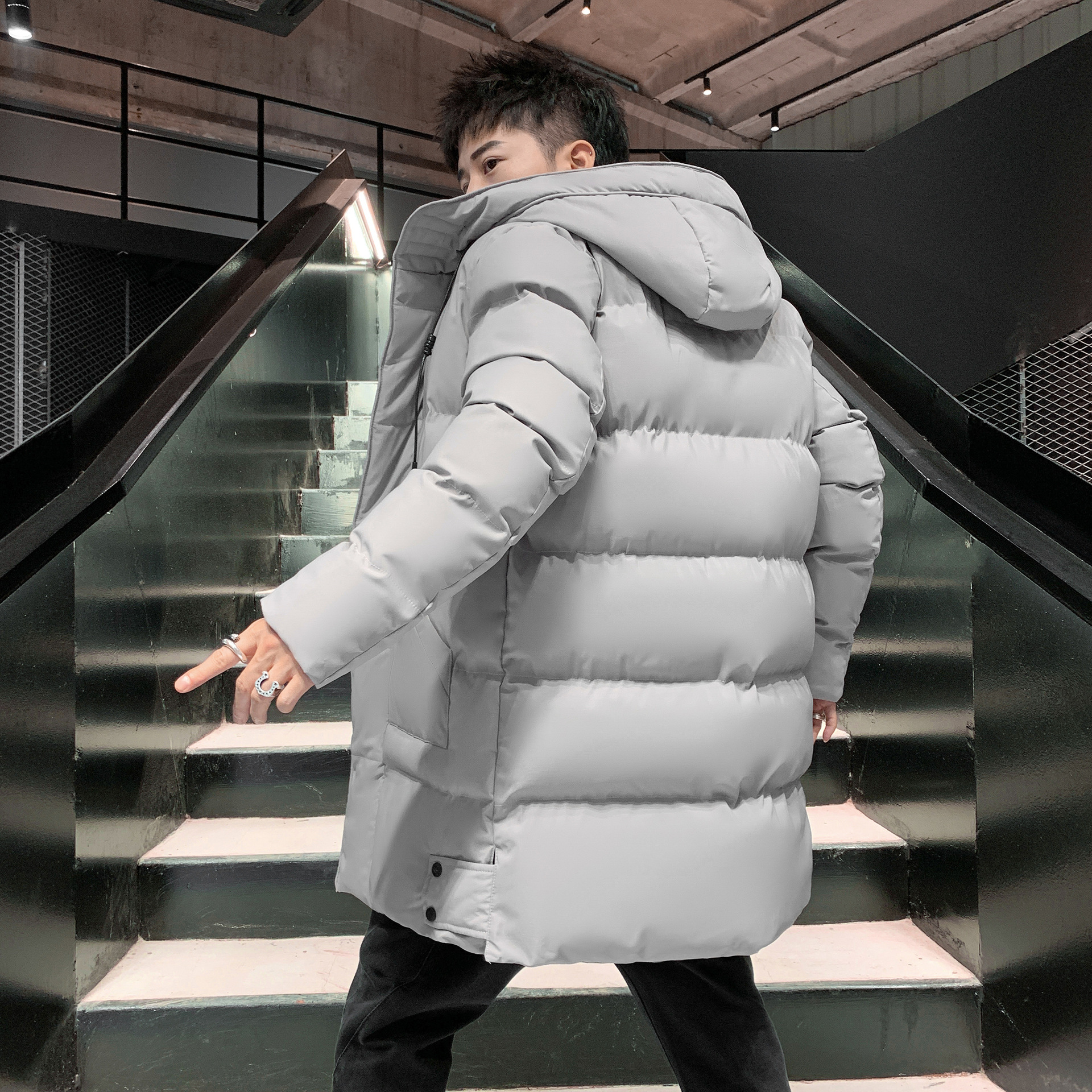 Chaqueta Acolchada de Largo Medio para Hombre 5XL-8XL de Poliéster Térmica para Invierno