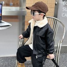 童装男童皮衣2025新款冬季加绒加厚宝宝夹克外套儿童秋冬洋气男孩