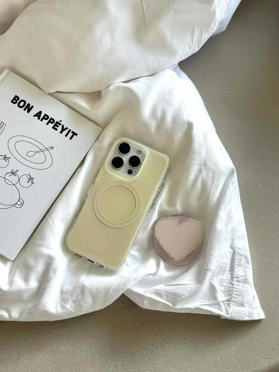 Until magnético de una sola cáscara-fondo amarillo lechoso-borde redondo ym5