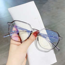 个性不规则tr90透明框防蓝光平光镜女韩版素颜复古近视光学眼镜架