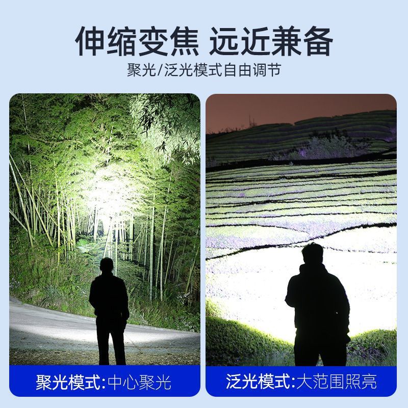 Nueva linterna transfronteriza láser blanco resalte súper tiro largo de alta potencia larga resistencia pesca Luz Portátil