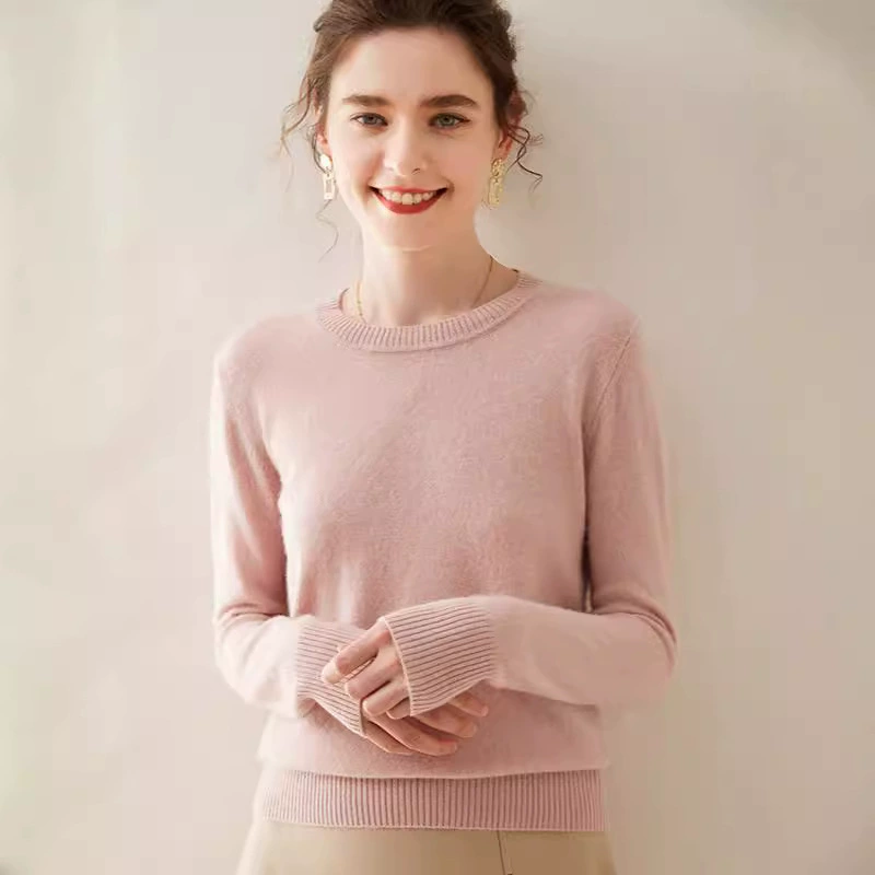 Кашемировый свитер с круглым вырезом женский осенний и зимний пуловер новый мягкий клейкий короткий свободный вязаный свитер