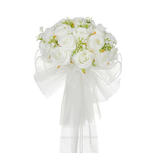 Cross-border New Outdoor Wedding Simulation Rose Holding Flower Western-style Bride Holding Flower Mori-style Hand-held Mesh Bouquet