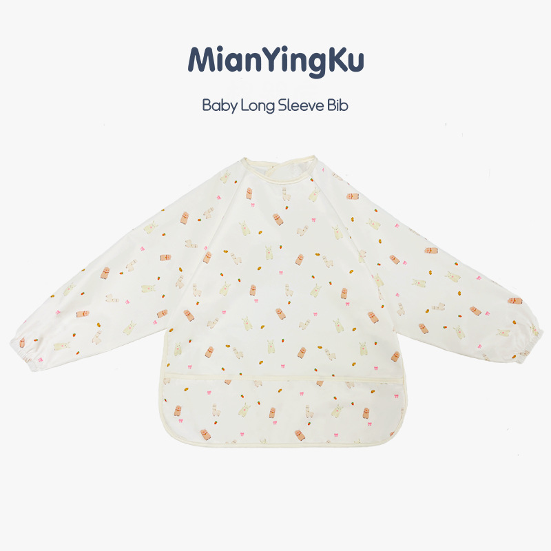 Biblioteca de bebé de algodón para niños mono de manga larga bebé comiendo babero impermeable bebé anti-vestirse suministros maternos e infantiles al por mayor