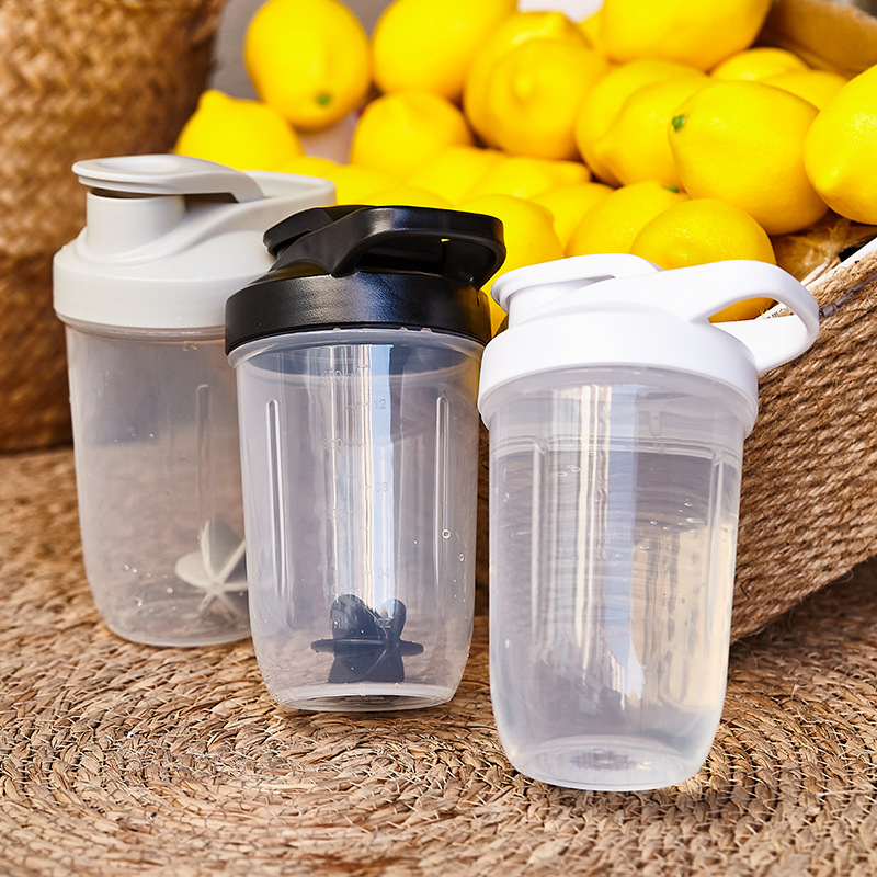 Taza de agua deportiva de fitness, sustituto de proteína en polvo, batido, taza mezcladora, taza agitadora de plástico de gran capacidad de 400ml al por mayor