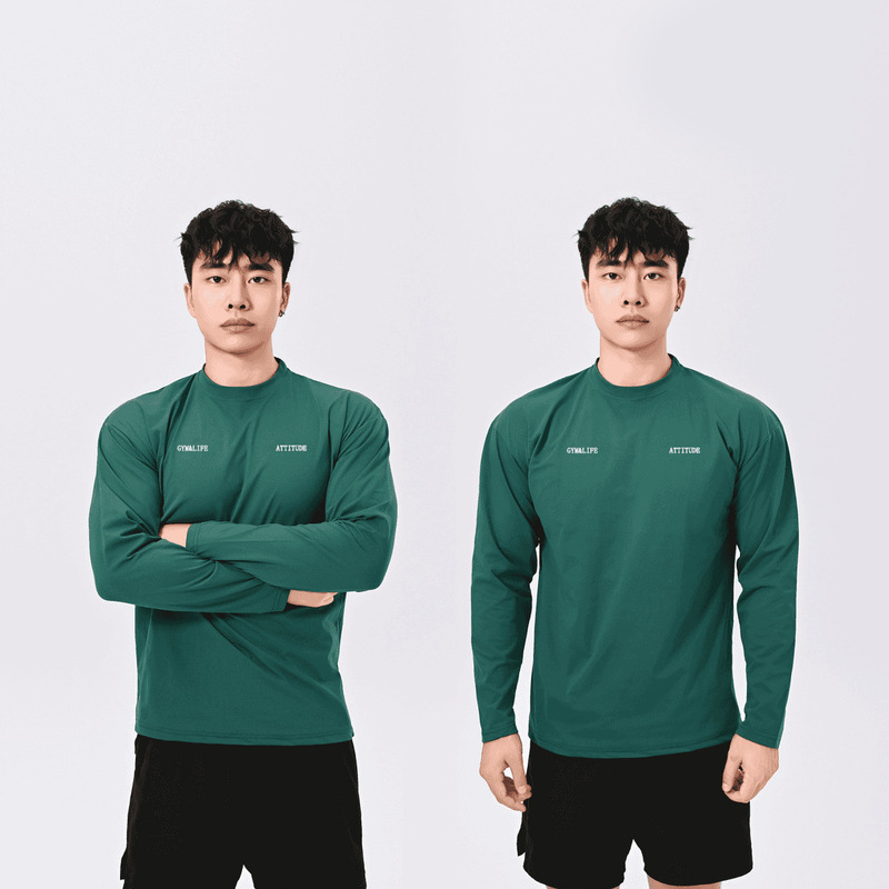 Crewneck clone cotton 180G seamless long sleeve training fitness outdoor strong coat sports quick-drying slim T-shirt
