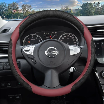 Steering wheel cover: Steering Wheel Cover - nissan-exclusive-round-burgundy-ultra-thin-style-nissan-sylphy
