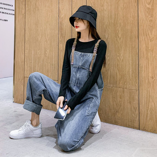 Maternity Denim Overalls Women's Loose Korean Style Straight 2025 Spring New Fashion Slim Pants Two-Piece Suit