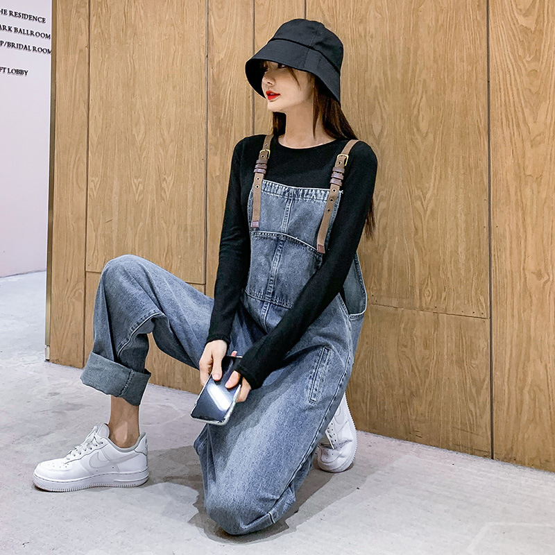 Maternity Denim Overalls Women's Loose Korean Style Straight 2025 Spring New Fashion Slim Pants Two-Piece Suit