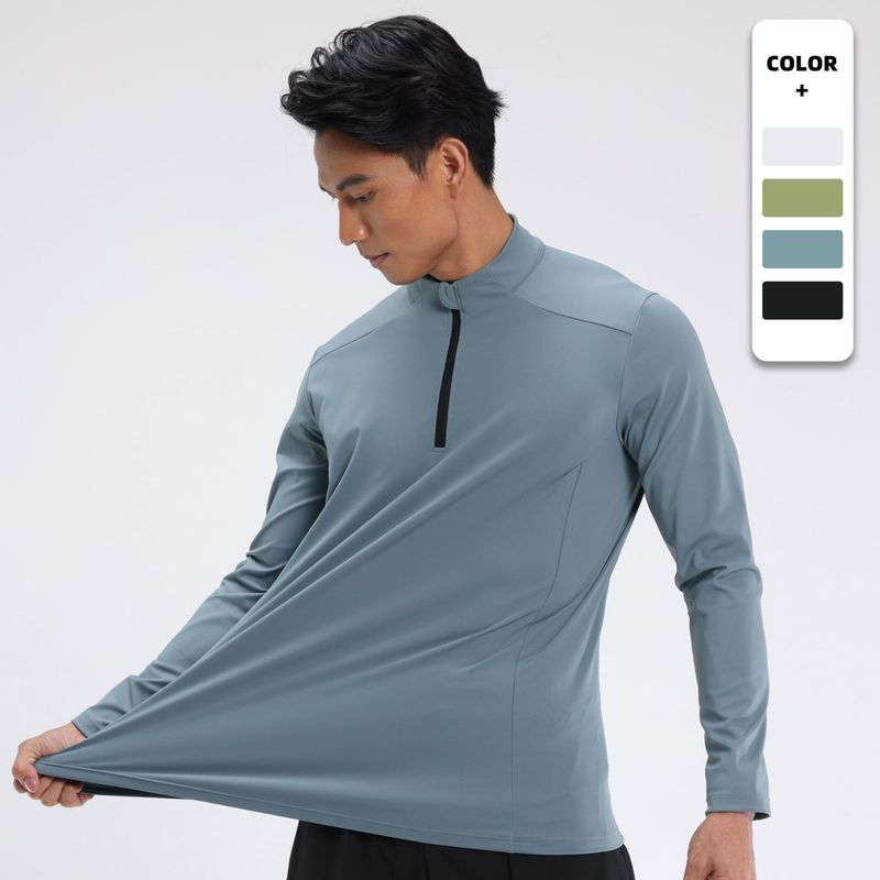 Dijia ランニング速乾性衣類メンズ Tシャツスウェットシャツ長袖アウトドアスポーツポロハーフジッパーフィットネスウェアテニスウェア男性用|undefined