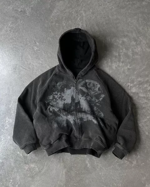With zipper, black