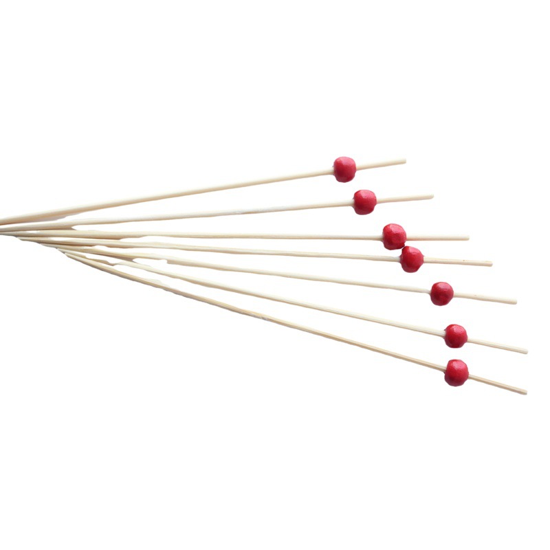 Palillo de fruta desechable varilla blanca bola roja perlas Arte Creativo palillo hamburguesa palo cóctel Tenedor de fruta celebridad de Internet