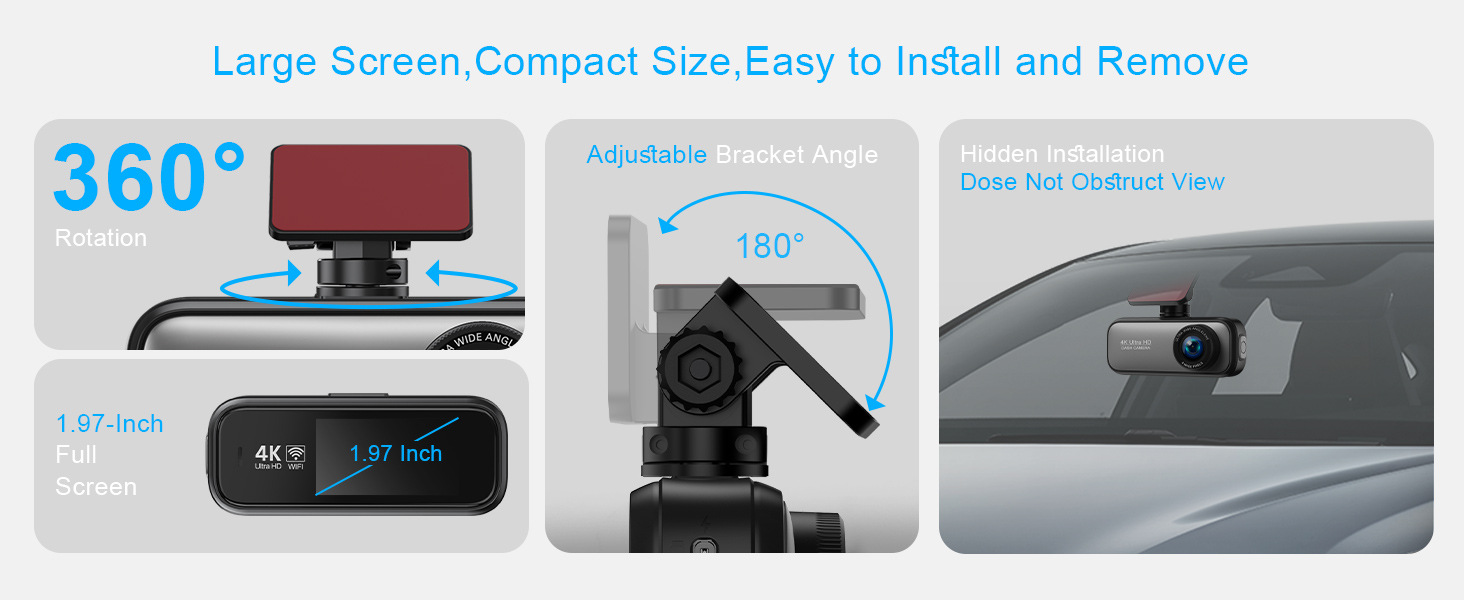 4K Ultra-High Definition Dual-Recording Dash Cam with Wifi, Mobile Phone Connectivity, Gps Tracking, and Parking Monitoring