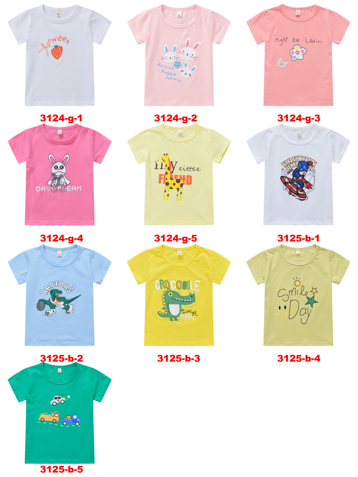 夏款新款男女宝宝短袖印花可爱卡通儿童棉T恤打底衫休闲短袖T|ms