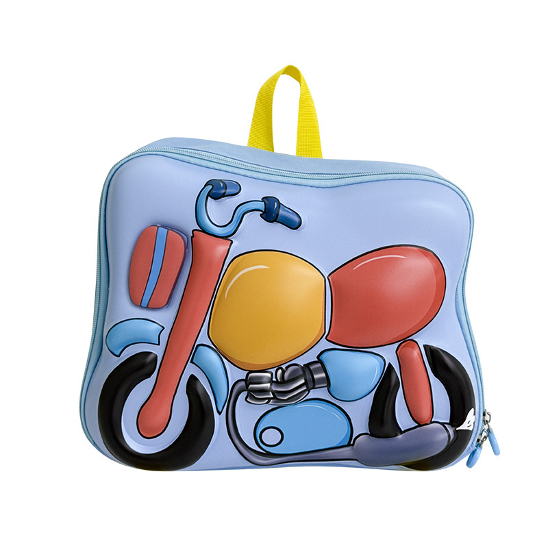 Mochila de motocicletas de dibujos animados para niños y niñas, mochila de cáscara de huevo de moda ligera, jardín de infantes, mochila escolar de moda