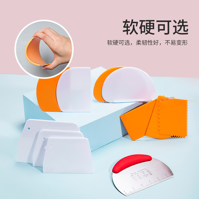 Baking Tools Plastic Cream Scraper Silicone Cake Scraper Trapezoidal Rice Bowel Cut Surface Semi-round Transparent Soft Scraper
