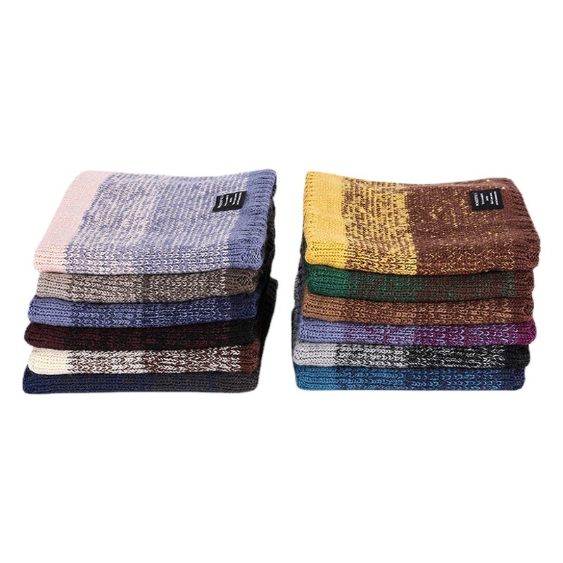 Winter pullover scarf men's and women's fashion fake high collar gradient collar wool knitted scarf wholesale gradient color with logo